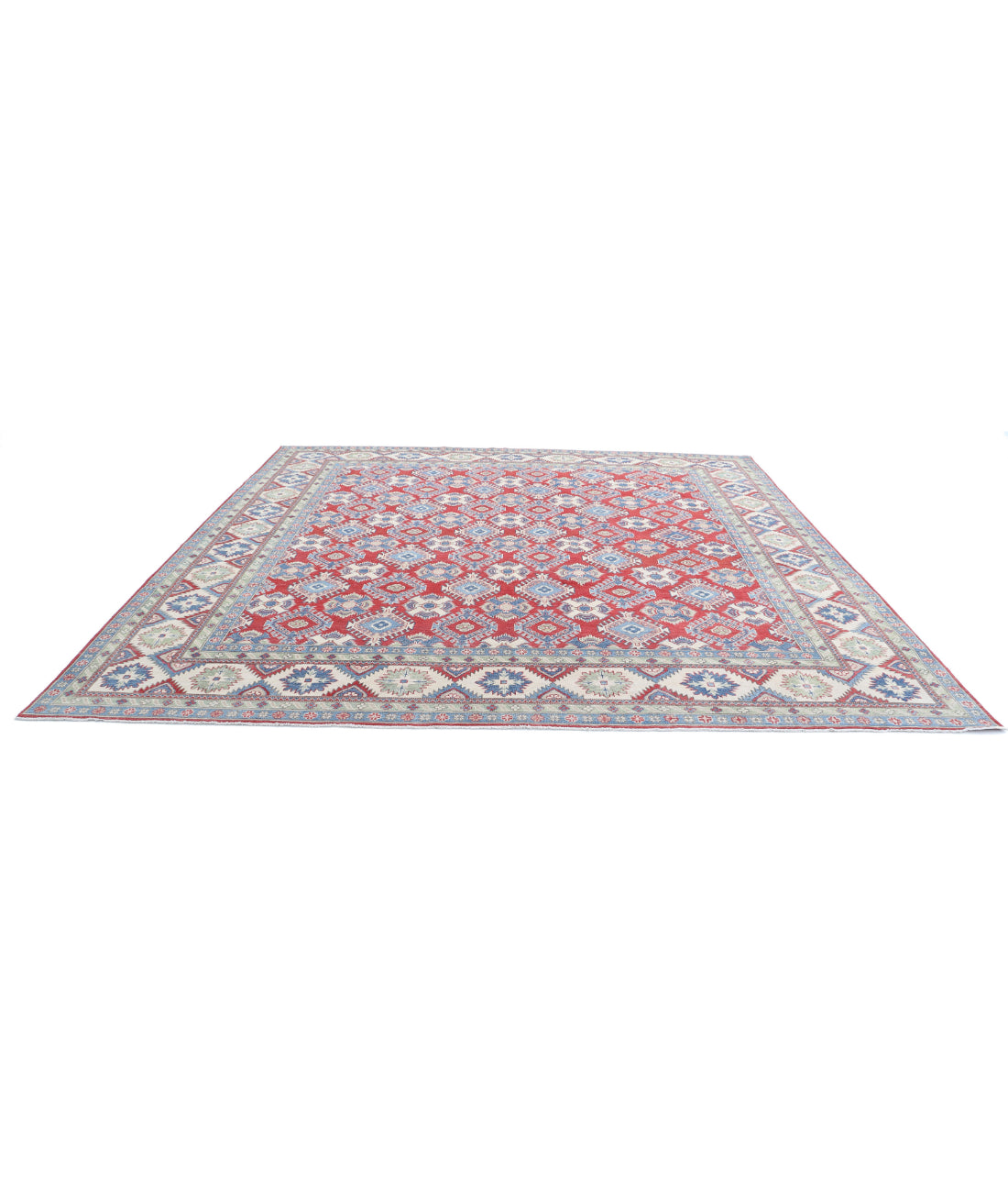 Kazak 11'8'' X 11'6'' Hand-Knotted Wool Rug 11'8'' x 11'6'' (350 X 345) / Red / Ivory