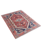 Kazak 3'4'' X 4'4'' Hand-Knotted Wool Rug 3'4'' x 4'4'' (100 X 130) / Rust / Blue