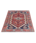 Kazak 3'4'' X 4'4'' Hand-Knotted Wool Rug 3'4'' x 4'4'' (100 X 130) / Rust / Blue