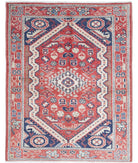 Kazak 3'4'' X 4'4'' Hand-Knotted Wool Rug 3'4'' x 4'4'' (100 X 130) / Rust / Blue