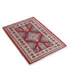 Kazak 2'0'' X 3'0'' Hand-Knotted Wool Rug 2'0'' x 3'0'' (60 X 90) / Red / Ivory