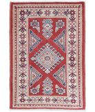 Kazak 2'0'' X 3'0'' Hand-Knotted Wool Rug 2'0'' x 3'0'' (60 X 90) / Red / Ivory