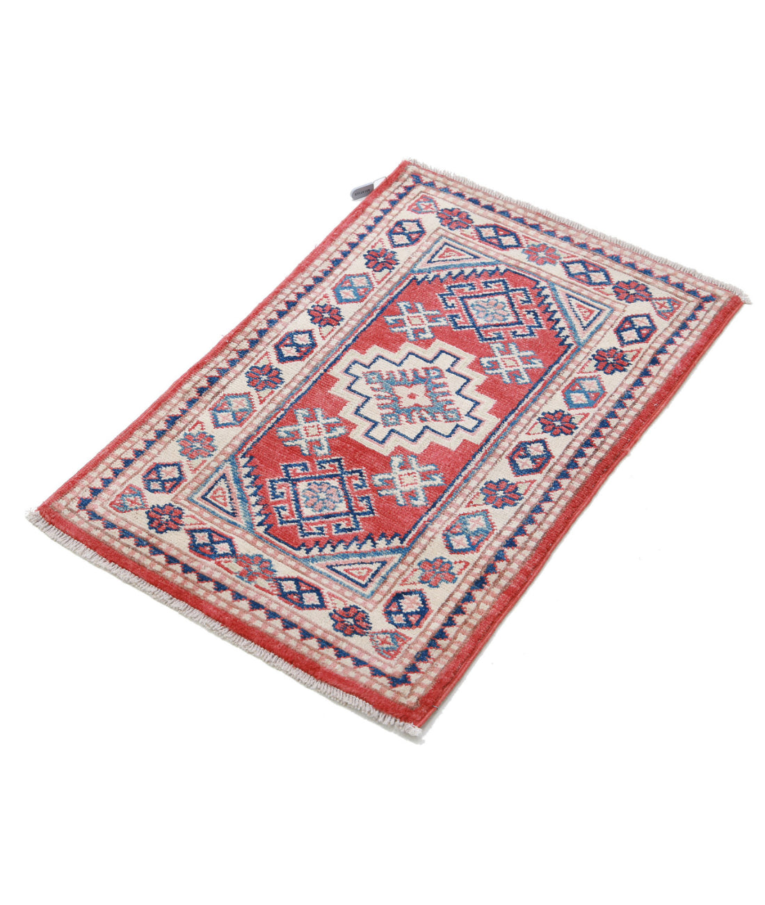 Kazak 1'9'' X 2'9'' Hand-Knotted Wool Rug 1'9'' x 2'9'' (53 X 83) / Red / Ivory