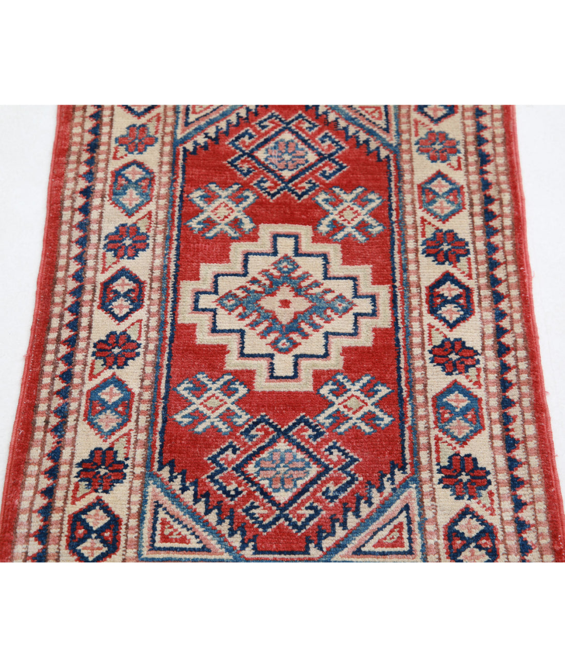 Kazak 1'9'' X 2'9'' Hand-Knotted Wool Rug 1'9'' x 2'9'' (53 X 83) / Red / Ivory