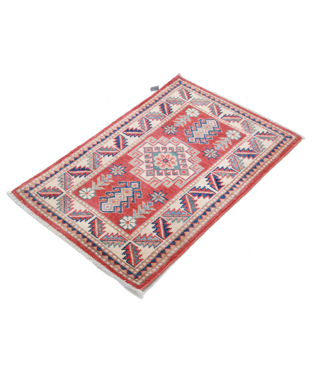 Kazak 1'11'' X 2'11'' Hand-Knotted Wool Rug 1'11'' x 2'11'' (58 X 88) / Red / Ivory