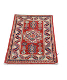 Kazak 1'11'' X 2'11'' Hand-Knotted Wool Rug 1'11'' x 2'11'' (58 X 88) / Red / Ivory