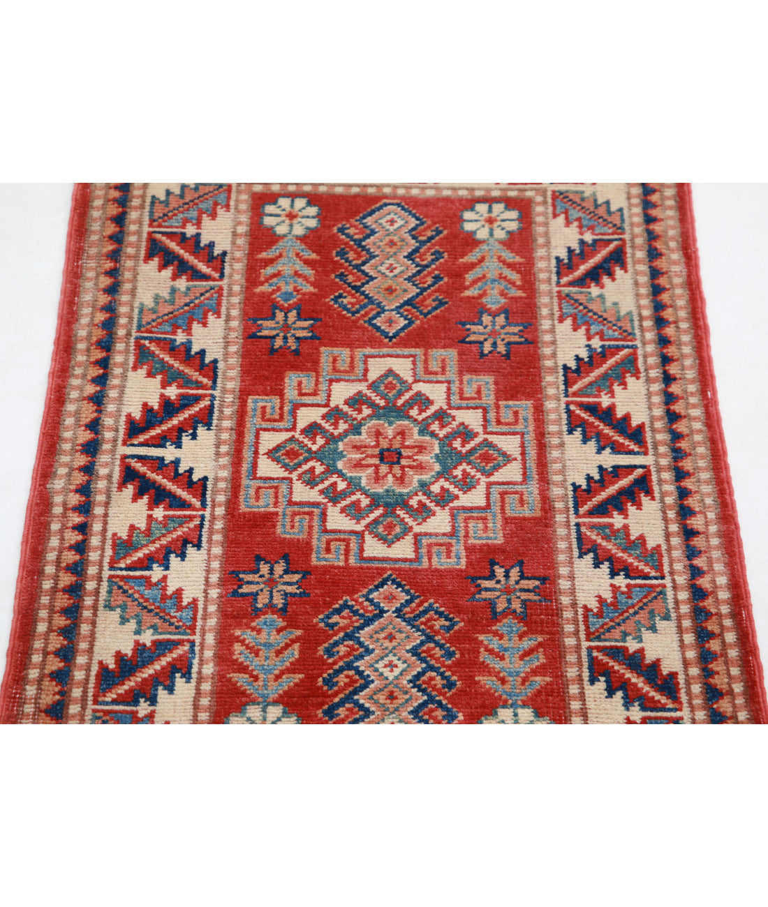 Kazak 1'11'' X 2'11'' Hand-Knotted Wool Rug 1'11'' x 2'11'' (58 X 88) / Red / Ivory