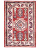 Kazak 1'11'' X 2'11'' Hand-Knotted Wool Rug 1'11'' x 2'11'' (58 X 88) / Red / Ivory