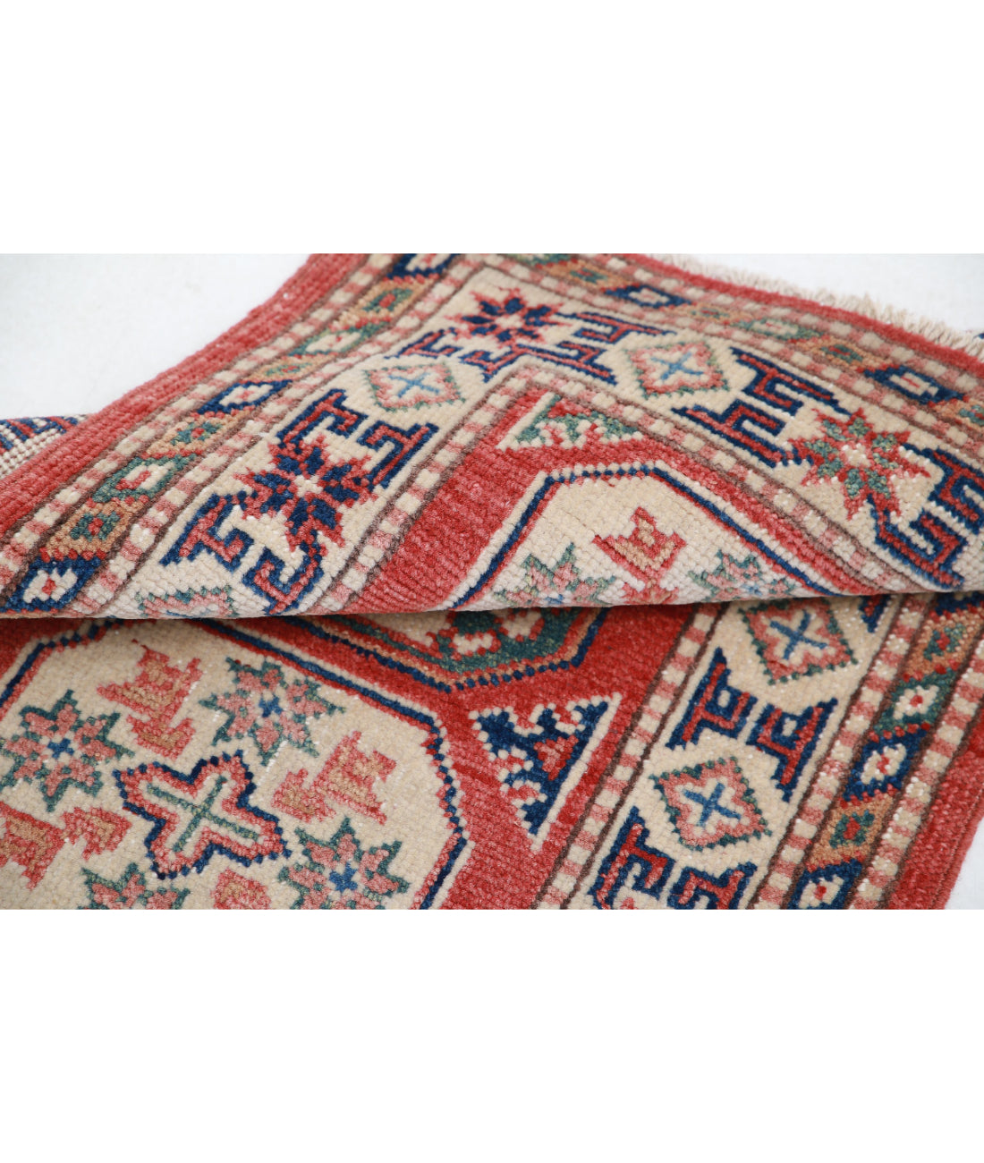 Kazak 2'0'' X 2'10'' Hand-Knotted Wool Rug 2'0'' x 2'10'' (60 X 85) / Red / Ivory