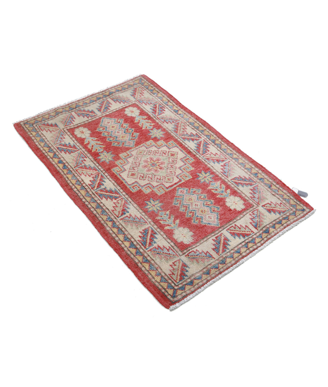 Kazak 2'2'' X 3'7'' Hand-Knotted Wool Rug 2'2'' x 3'7'' (65 X 108) / Red / Ivory