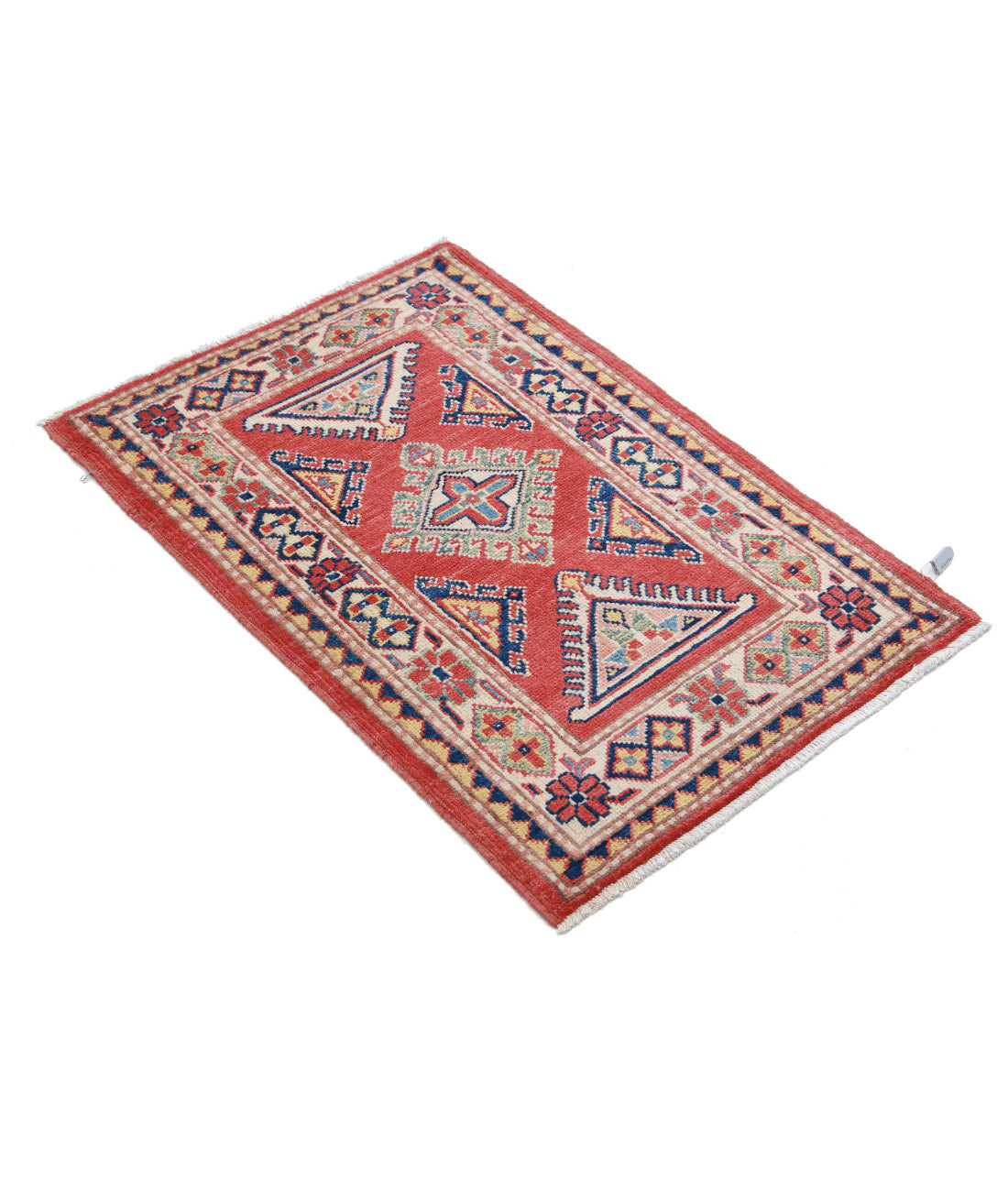 Kazak 2'1'' X 3'1'' Hand-Knotted Wool Rug 2'1'' x 3'1'' (63 X 93) / Red / Ivory