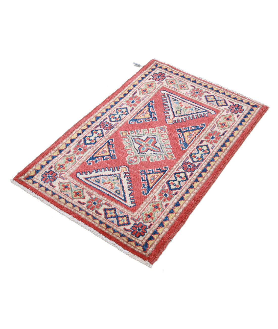 Kazak 2'1'' X 3'1'' Hand-Knotted Wool Rug 2'1'' x 3'1'' (63 X 93) / Red / Ivory