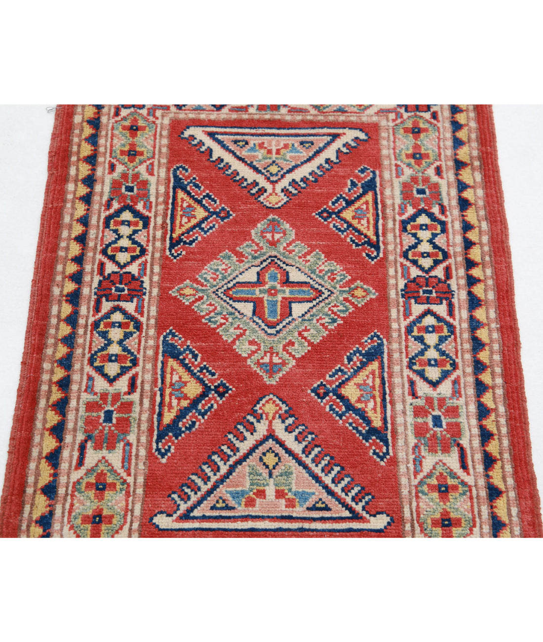 Kazak 2'1'' X 3'1'' Hand-Knotted Wool Rug 2'1'' x 3'1'' (63 X 93) / Red / Ivory