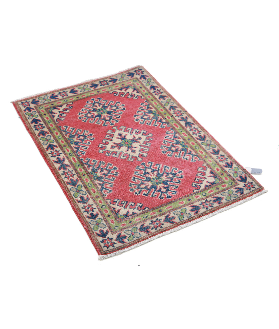 Kazak 2'0'' X 2'8'' Hand-Knotted Wool Rug 2'0'' x 2'8'' (60 X 80) / Red / Ivory