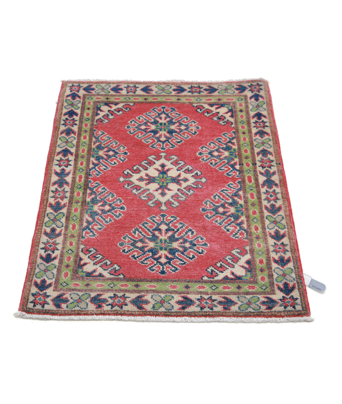 Kazak 2'0'' X 2'8'' Hand-Knotted Wool Rug 2'0'' x 2'8'' (60 X 80) / Red / Ivory