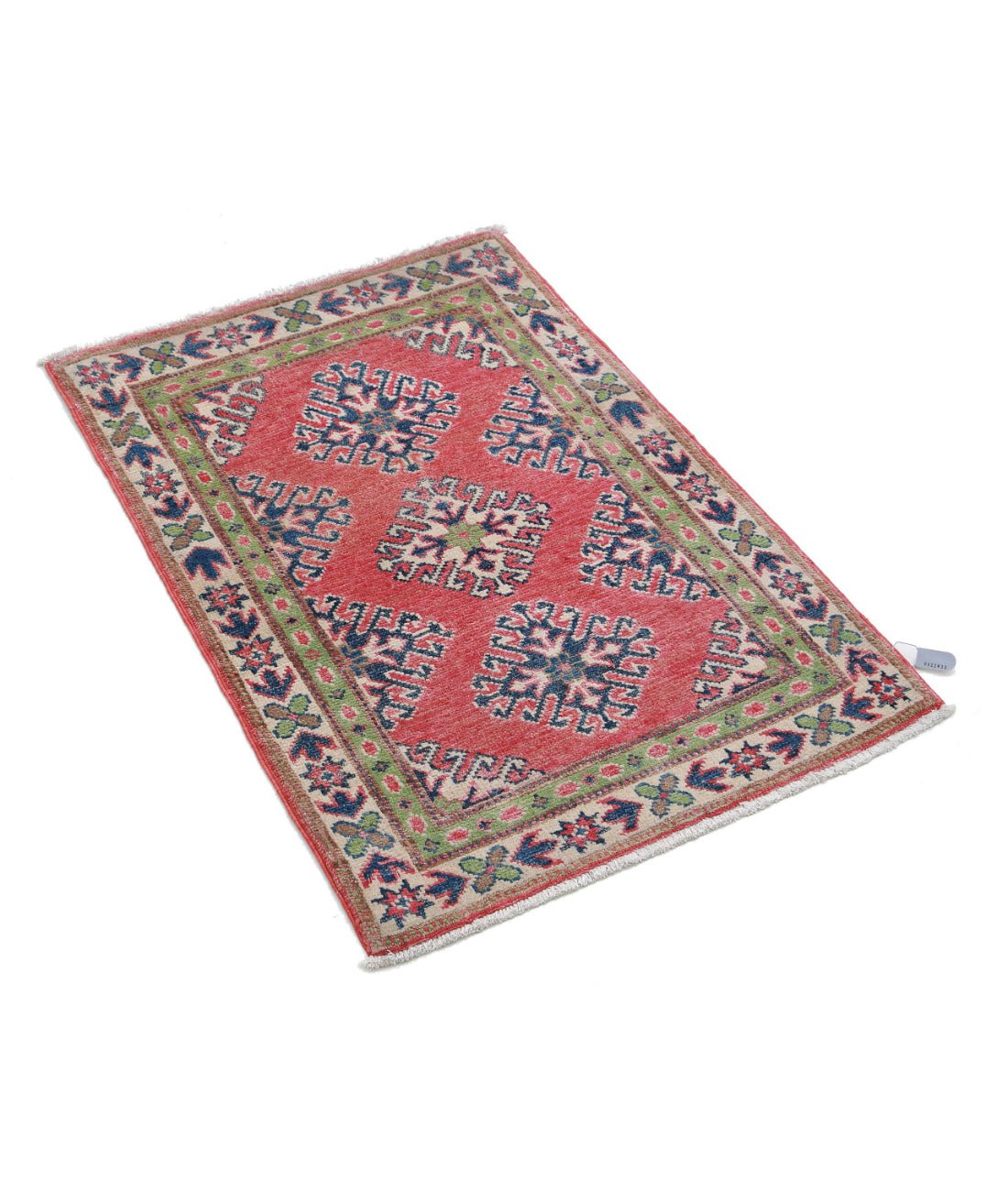 Kazak 1'11'' X 2'9'' Hand-Knotted Wool Rug 1'11'' x 2'9'' (58 X 83) / Red / Ivory