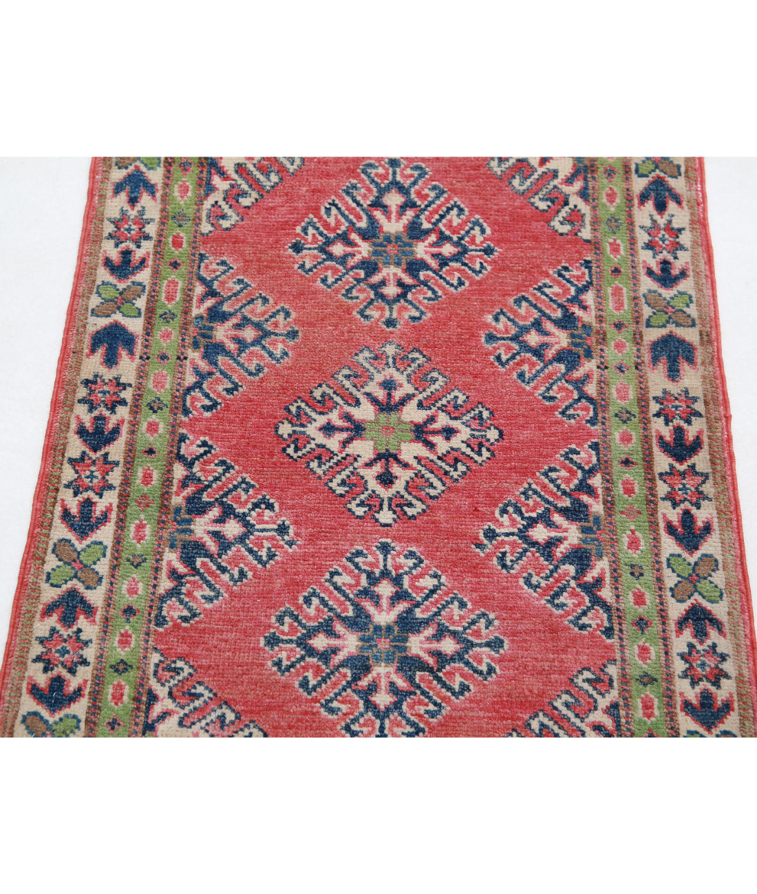 Kazak 1'11'' X 2'9'' Hand-Knotted Wool Rug 1'11'' x 2'9'' (58 X 83) / Red / Ivory