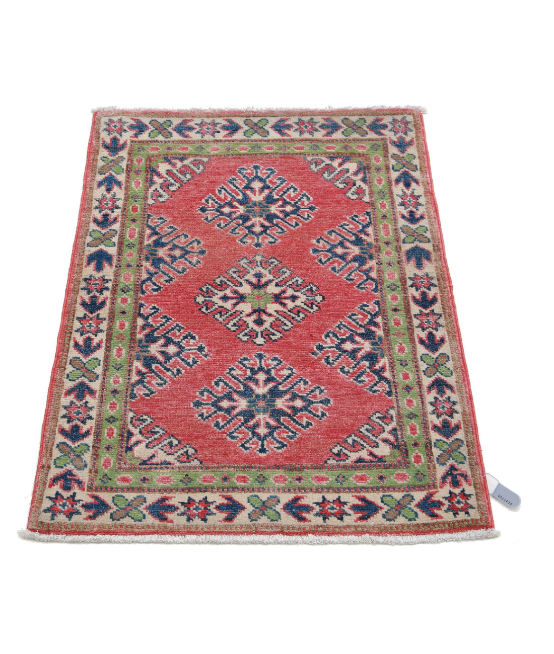 Kazak 1'11'' X 2'9'' Hand-Knotted Wool Rug 1'11'' x 2'9'' (58 X 83) / Red / Ivory