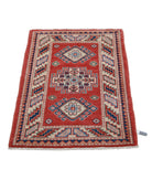 Kazak 2'0'' X 2'10'' Hand-Knotted Wool Rug 2'0'' x 2'10'' (60 X 85) / Red / Ivory