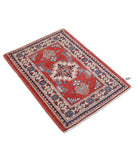 Kazak 2'1'' X 2'10'' Hand-Knotted Wool Rug 2'1'' x 2'10'' (63 X 85) / Red / Ivory