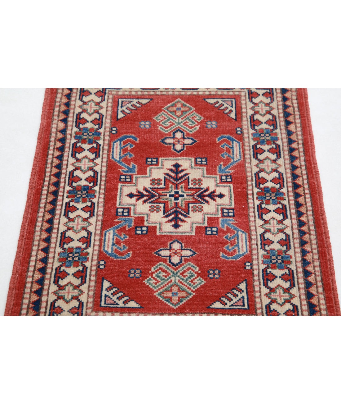 Kazak 2'1'' X 2'10'' Hand-Knotted Wool Rug 2'1'' x 2'10'' (63 X 85) / Red / Ivory