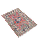 Kazak 2'0'' X 2'9'' Hand-Knotted Wool Rug 2'0'' x 2'9'' (60 X 83) / Red / Ivory