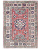 Kazak 2'0'' X 2'9'' Hand-Knotted Wool Rug 2'0'' x 2'9'' (60 X 83) / Red / Ivory