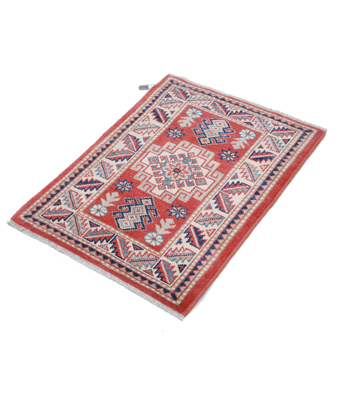 Kazak 2'0'' X 2'10'' Hand-Knotted Wool Rug 2'0'' x 2'10'' (60 X 85) / Red / Ivory