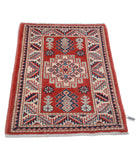 Kazak 2'0'' X 2'10'' Hand-Knotted Wool Rug 2'0'' x 2'10'' (60 X 85) / Red / Ivory