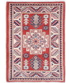 Kazak 2'0'' X 2'10'' Hand-Knotted Wool Rug 2'0'' x 2'10'' (60 X 85) / Red / Ivory