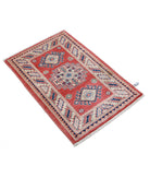 Kazak 2'0'' X 2'11'' Hand-Knotted Wool Rug 2'0'' x 2'11'' (60 X 88) / Red / Ivory