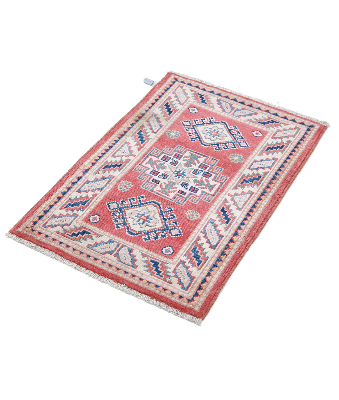 Kazak 2'0'' X 2'11'' Hand-Knotted Wool Rug 2'0'' x 2'11'' (60 X 88) / Red / Ivory