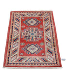 Kazak 2'0'' X 2'11'' Hand-Knotted Wool Rug 2'0'' x 2'11'' (60 X 88) / Red / Ivory