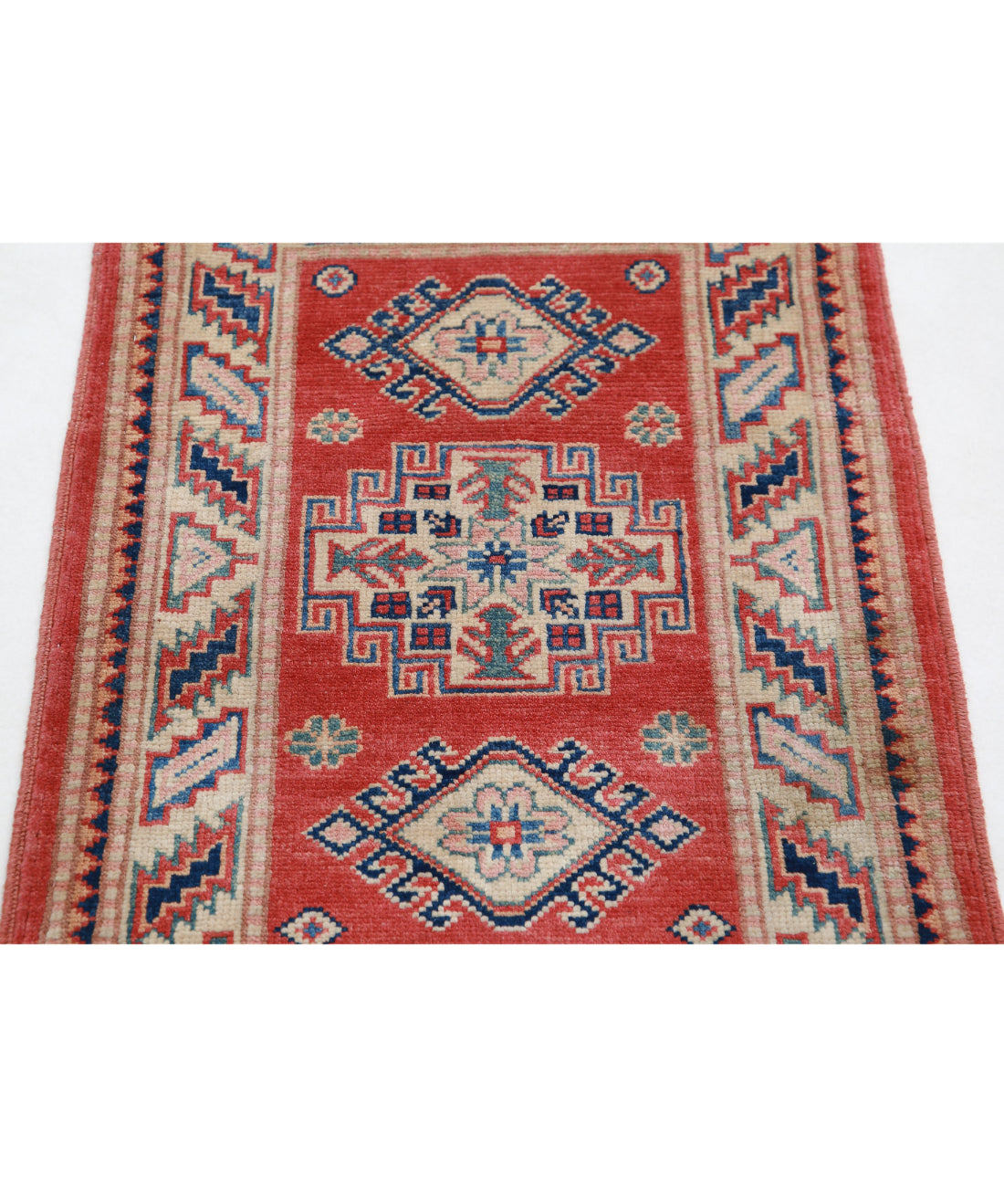 Kazak 2'0'' X 2'11'' Hand-Knotted Wool Rug 2'0'' x 2'11'' (60 X 88) / Red / Ivory