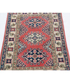 Kazak 1'10'' X 3'0'' Hand-Knotted Wool Rug 1'10'' x 3'0'' (55 X 90) / Red / Ivory