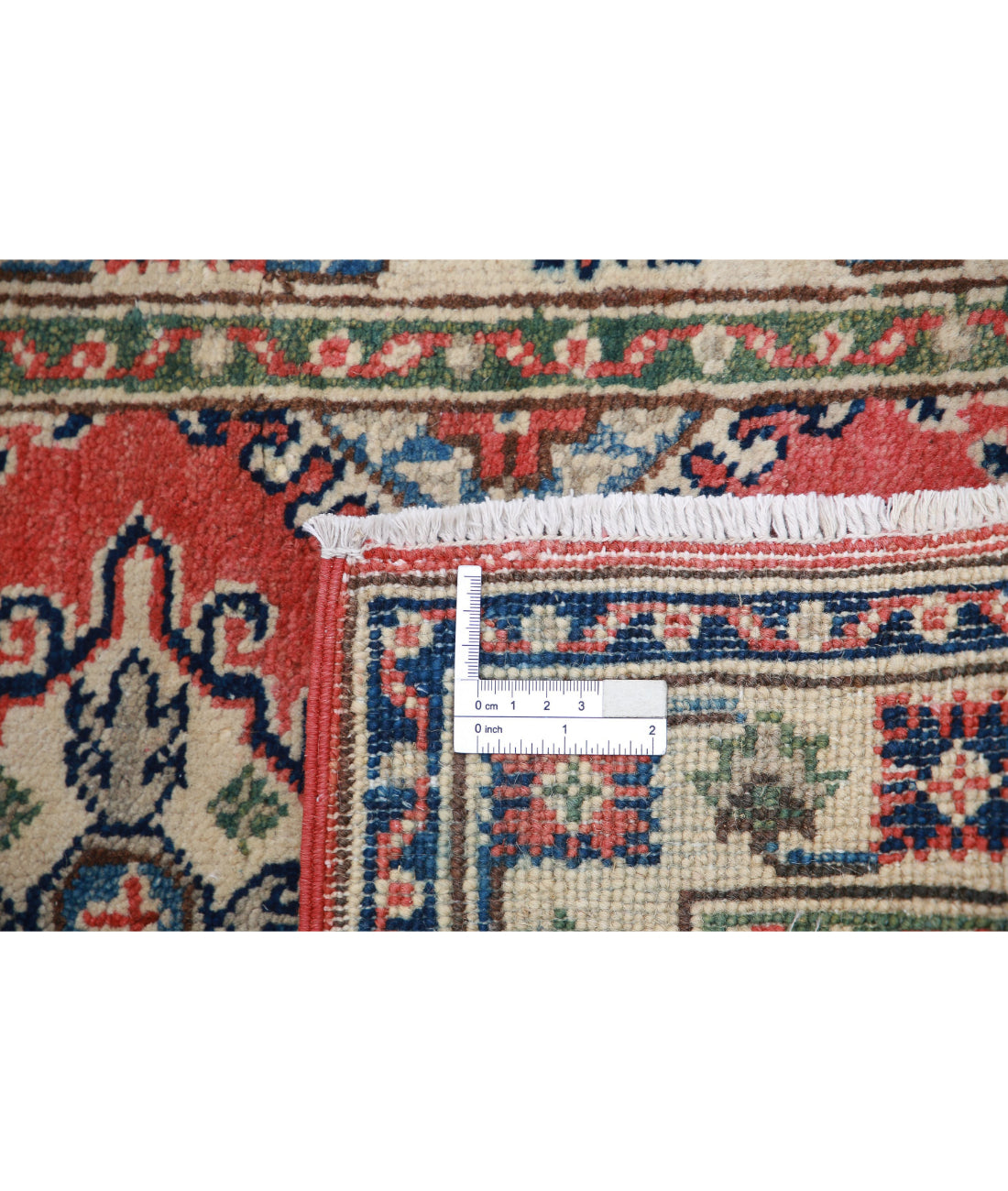 Kazak 1'10'' X 3'0'' Hand-Knotted Wool Rug 1'10'' x 3'0'' (55 X 90) / Red / Ivory