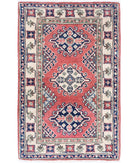 Kazak 1'10'' X 3'0'' Hand-Knotted Wool Rug 1'10'' x 3'0'' (55 X 90) / Red / Ivory