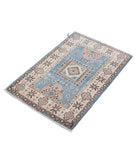 Kazak 1'11'' X 2'10'' Hand-Knotted Wool Rug 1'11'' x 2'10'' (58 X 85) / Blue / Ivory