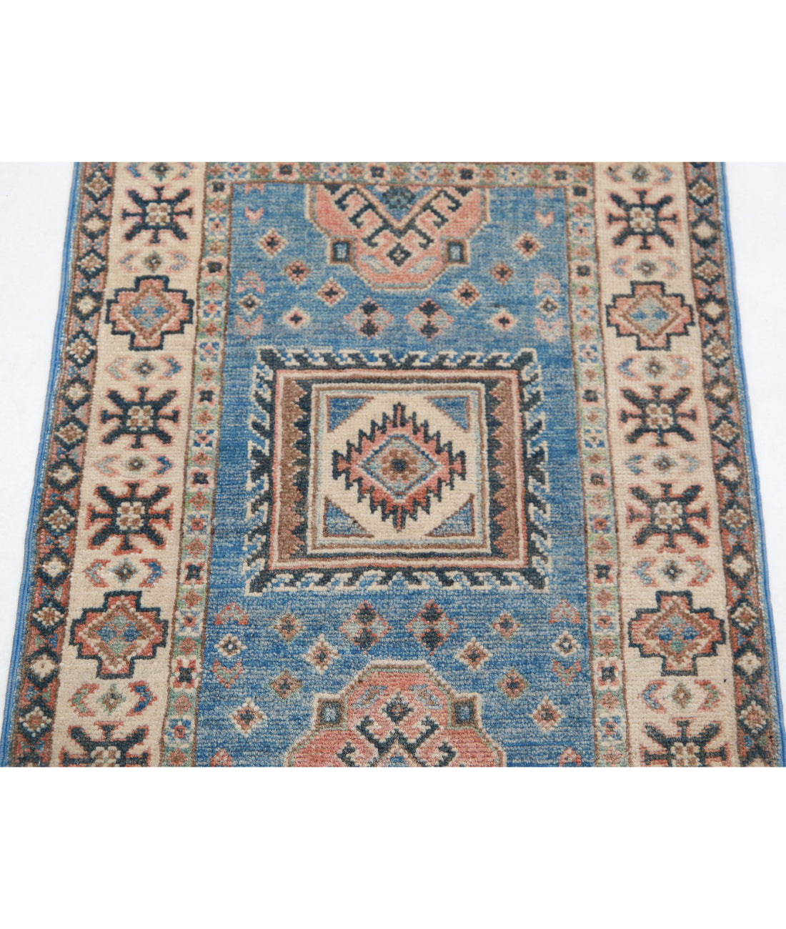 Kazak 1'11'' X 2'10'' Hand-Knotted Wool Rug 1'11'' x 2'10'' (58 X 85) / Blue / Ivory