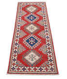 Kazak 1'11'' X 5'10'' Hand-Knotted Wool Rug 1'11'' x 5'10'' (58 X 175) / Red / Ivory