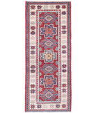 Kazak 2'0'' X 5'3'' Hand-Knotted Wool Rug 2'0'' x 5'3'' (60 X 158) / Red / Ivory