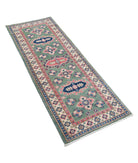 Kazak 1'11'' X 5'7'' Hand-Knotted Wool Rug 1'11'' x 5'7'' (58 X 168) / Green / Ivory