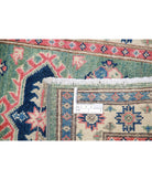 Kazak 1'11'' X 5'7'' Hand-Knotted Wool Rug 1'11'' x 5'7'' (58 X 168) / Green / Ivory