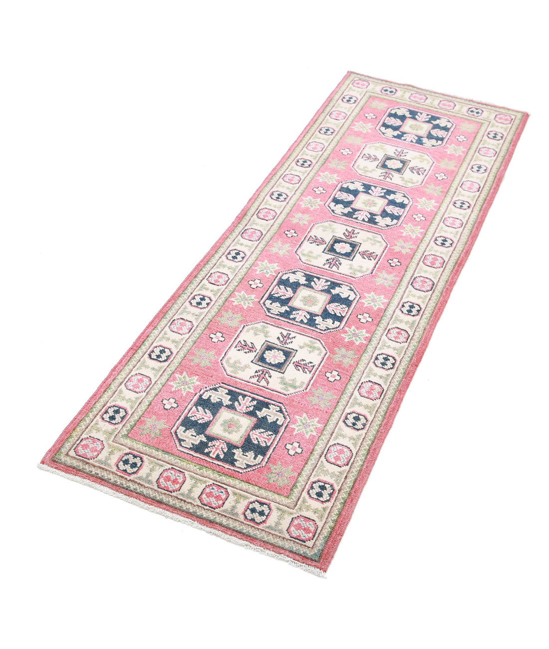 Kazak 2'0'' X 5'9'' Hand-Knotted Wool Rug 2'0'' x 5'9'' (60 X 173) / Red / Ivory