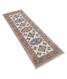 Kazak 2'0'' X 5'11'' Hand-Knotted Wool Rug 2'0'' x 5'11'' (60 X 178) / Ivory / Red