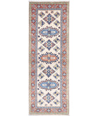 Kazak 2'0'' X 5'11'' Hand-Knotted Wool Rug 2'0'' x 5'11'' (60 X 178) / Ivory / Red