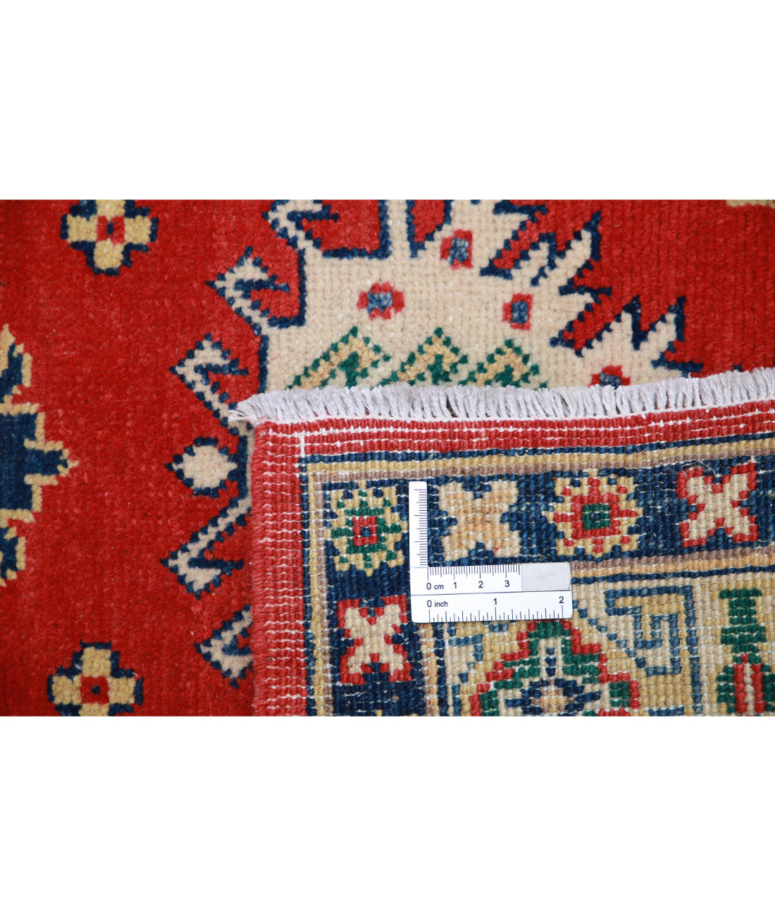 Kazak 2'8'' X 4'2'' Hand-Knotted Wool Rug 2'8'' x 4'2'' (80 X 125) / Red / Ivory