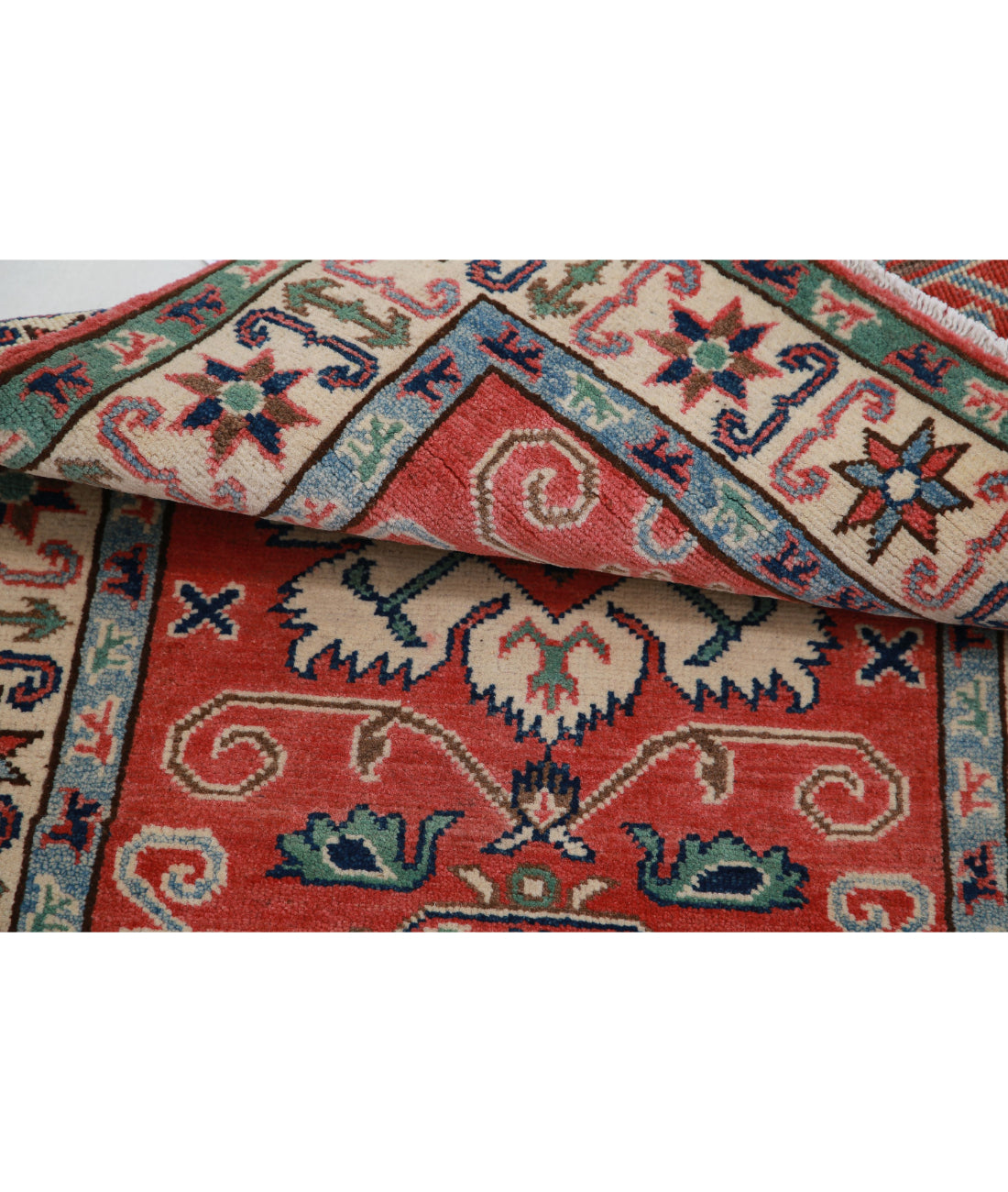 Kazak 2'7'' X 3'11'' Hand-Knotted Wool Rug 2'7'' x 3'11'' (78 X 118) / Red / Ivory