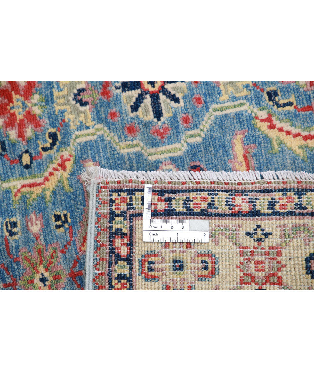 Kazak 2'7'' X 4'1'' Hand-Knotted Wool Rug 2'7'' x 4'1'' (78 X 123) / Blue / Ivory