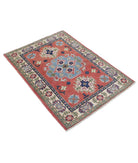 Kazak 2'10'' X 4'0'' Hand-Knotted Wool Rug 2'10'' x 4'0'' (85 X 120) / Red / Ivory